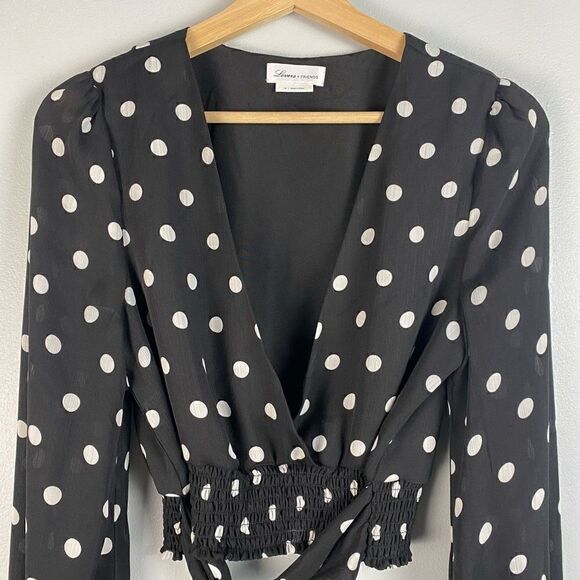 Lovers and Friends Chandra Polka Dot Smocked Cropped Top - Picture 8 of 9